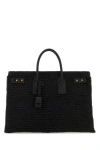 Saint Laurent Black Raffia Medium Sac De Jour Shopping Bag In Black