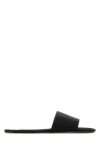 Saint Laurent Black Satin Carlyle Slippers In Black