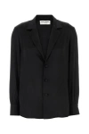 Saint Laurent Satin Pyjamas Shirt Cuffed Sleeves In Black