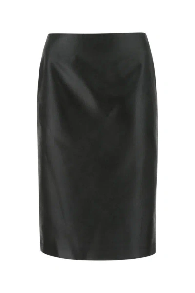 SAINT LAURENT SAINT LAURENT WOMAN BLACK SATIN SKIRT