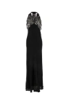 Saint Laurent Lace-trimmed Silk Charmeuse Gown In Black