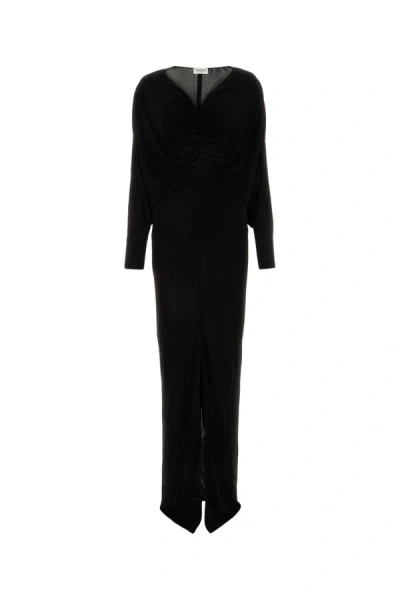 SAINT LAURENT SAINT LAURENT WOMEN BLACK VISCOSE LONG DRESS