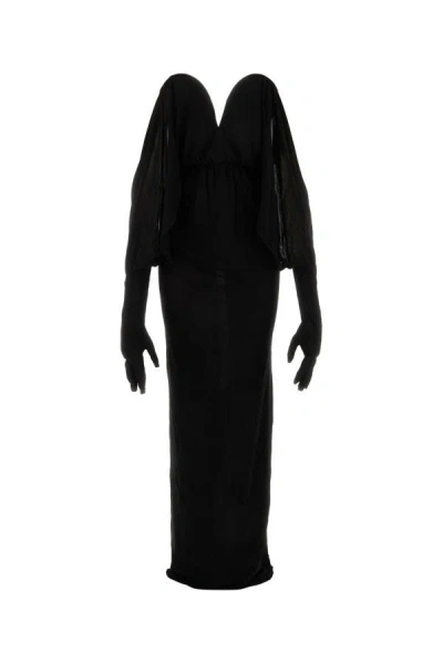 SAINT LAURENT SAINT LAURENT WOMAN BLACK VISCOSE LONG DRESS
