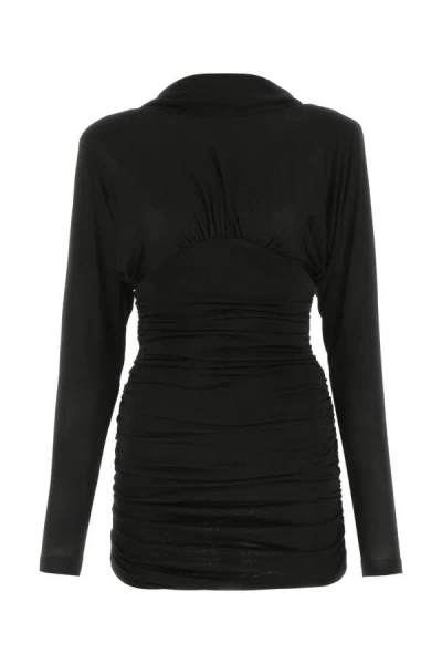 Saint Laurent Mini Hooded Dress In Black