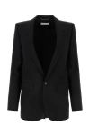 Saint Laurent Womans Black Gabardine Single-breasted Blazer In Black