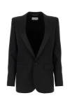 Saint Laurent Womans Black Gabardine Single-breasted Blazer In Black
