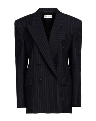 Saint Laurent Woman Blazer Navy Blue Size 8 Wool