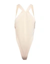 SAINT LAURENT SAINT LAURENT WOMAN BODYSUIT BEIGE SIZE M VISCOSE, POLYAMIDE, ELASTANE