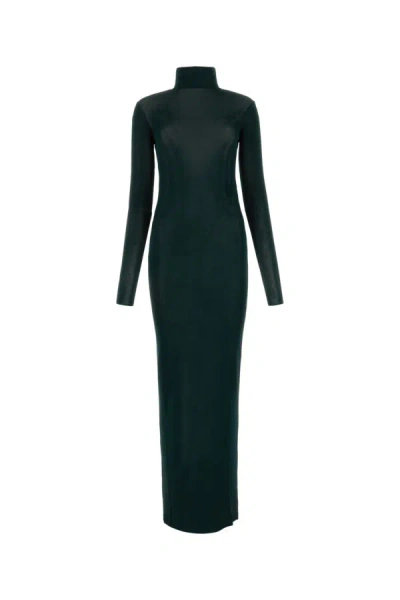 Saint Laurent Wool Long Dress In Black