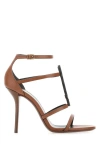 Saint Laurent Cassandra 100 Strappy Sandals In Brown