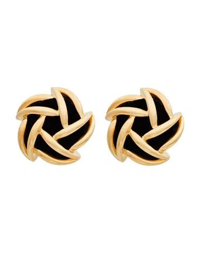 Saint Laurent Floral Motif Clip On Earrings In Gold