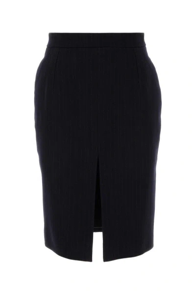 SAINT LAURENT SAINT LAURENT WOMAN EMBROIDERED WOOL SKIRT