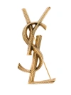 SAINT LAURENT WOMAN'S GOLD COLORED BRASS YSL BROOCH