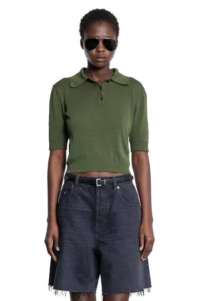 Saint Laurent Woman Green T-shirts & Tank Tops