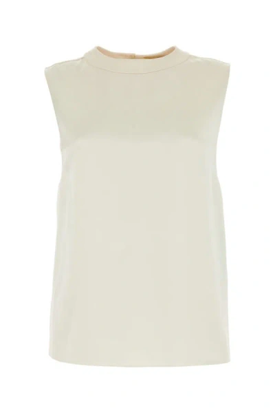 Saint Laurent Woman Ivory Satin Top In White