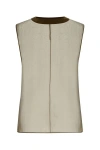 Saint Laurent Muslin Top With Textured Fabric And Contrast Trim In Green