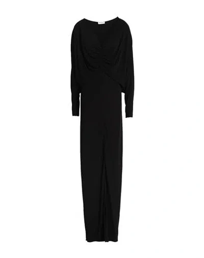 Saint Laurent V-neck Draped Dress In Black