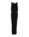 Saint Laurent Ruffle Detail Sleeveless Slim Long Dress In Black