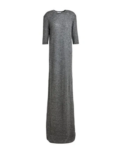 Saint Laurent Woman Maxi Dress Grey Size L Alpaca Wool, Polyamide