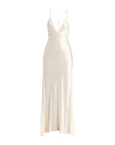 Saint Laurent Woman Maxi Dress Ivory Size 6 Silk In Beige