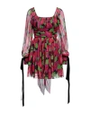 Saint Laurent Women's Robe Mousseline Fleur Gisele | Size 36 | 680641y3e161052 In Magenta