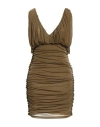 Saint Laurent Woman Mini Dress Military Green Size 4 Cupro