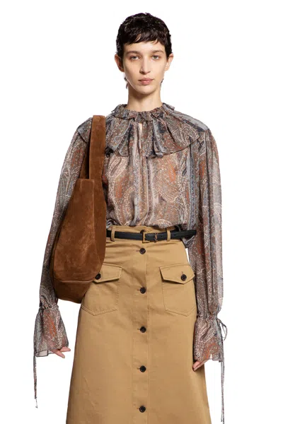 Saint Laurent Woman Multicolor Shirts In Brown