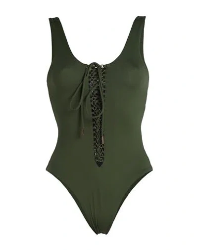 Saint Laurent Woman One-piece Swimsuit Military Green Size S Polyamide, Elastane