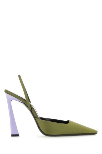 Saint Laurent Tom Satin Halter Slingback Pumps In Green