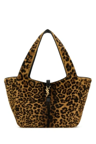 Saint Laurent Printed Calf Hair Bea Shopping Bag In Multicolor