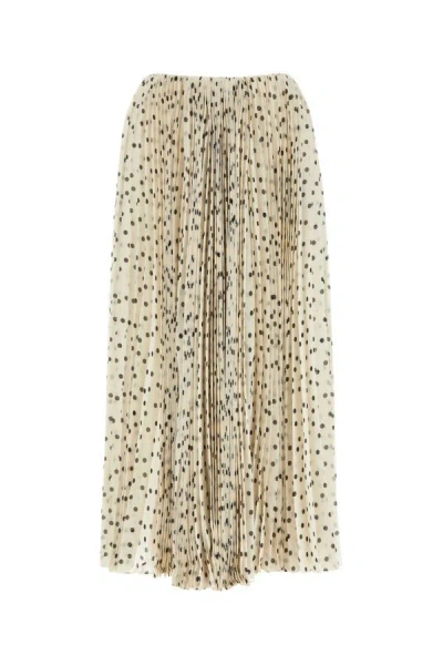 Saint Laurent Woman Printed Georgette Skirt In Cream