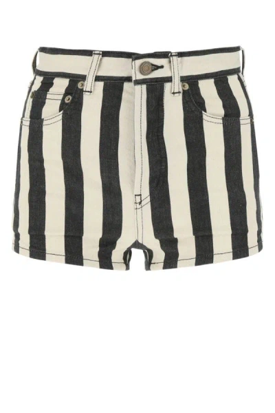 Saint Laurent Striped Buttoned Detailed Shorts In Multicolor
