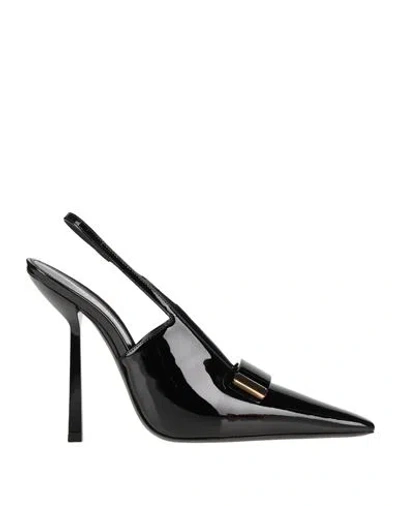 Saint Laurent Madame Patent-leather Slingback Pumps In Black