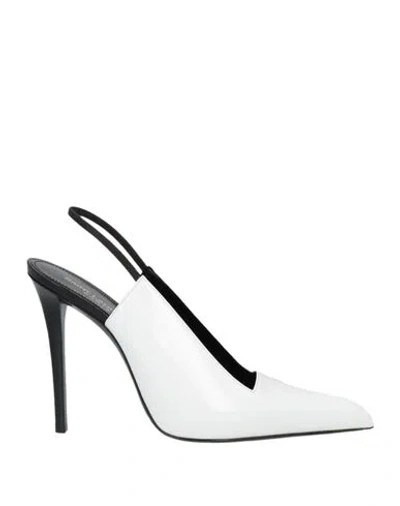 Saint Laurent Woman Pumps White Size 8 Calfskin