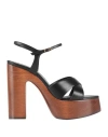 Saint Laurent Plateausandalen Bianca 85 Aus Leder In Black