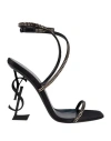 Saint Laurent Opyum Ysl Strass Ankle-strap Sandals In Black