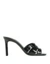 Saint Laurent Tribute Embossed Croc Mules In Black
