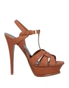 Saint Laurent Woman Sandals Tan Size 10 Leather In Brown