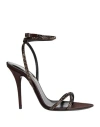 Saint Laurent Ava 105 Embellished Sandals In Brown