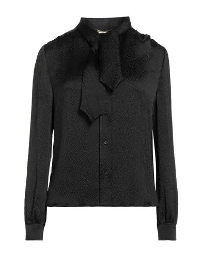 Saint Laurent Black Lavalliere Silk Shirt