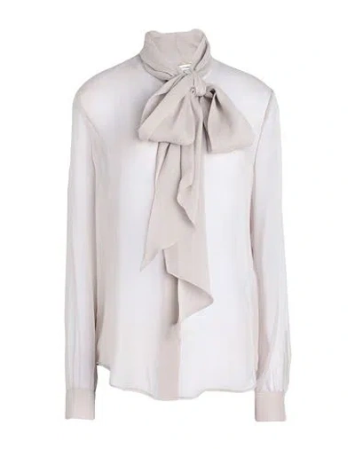 Saint Laurent Woman Shirt Light Grey Size 8 Silk In Grey