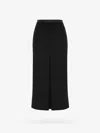 Saint Laurent Pleat-detail Wool-blend Midi Skirt In Black