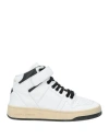 Saint Laurent Round Toe Lace-up Sneakers In White