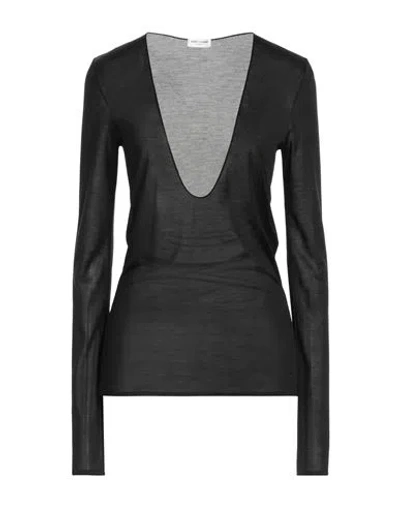 Saint Laurent Woman T-shirt Black Size S Silk