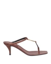 Saint Laurent Cassandra 60 Leather Sandals In Brown