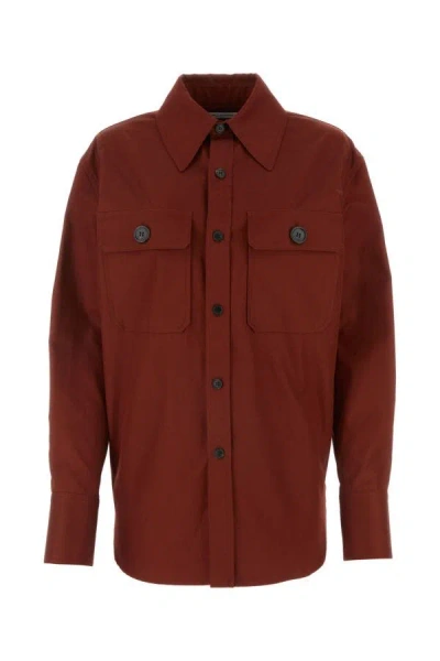 Saint Laurent Tiziano Shirt Cotton Chest Pockets In Red