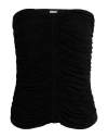 Saint Laurent Strapless Ruched Crepe-jersey Bustier Top In Black
