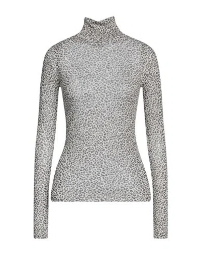 Saint Laurent Woman Turtleneck Beige Size S Wool In Gray