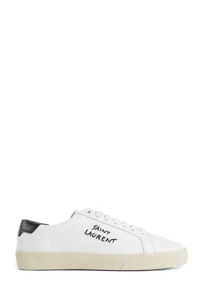 Saint Laurent Low-top Sneakers With Round Toe And Contrast Heel In White