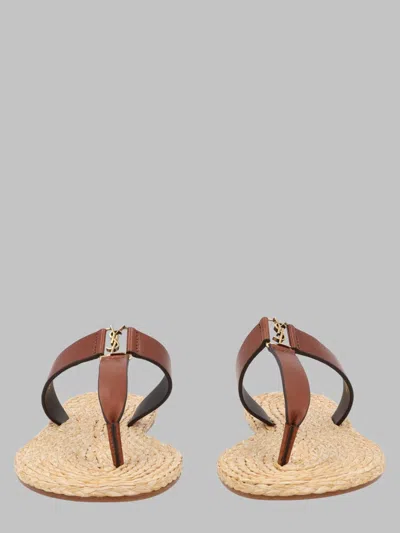 Saint Laurent Women's 100% Leather Sandals In Brown